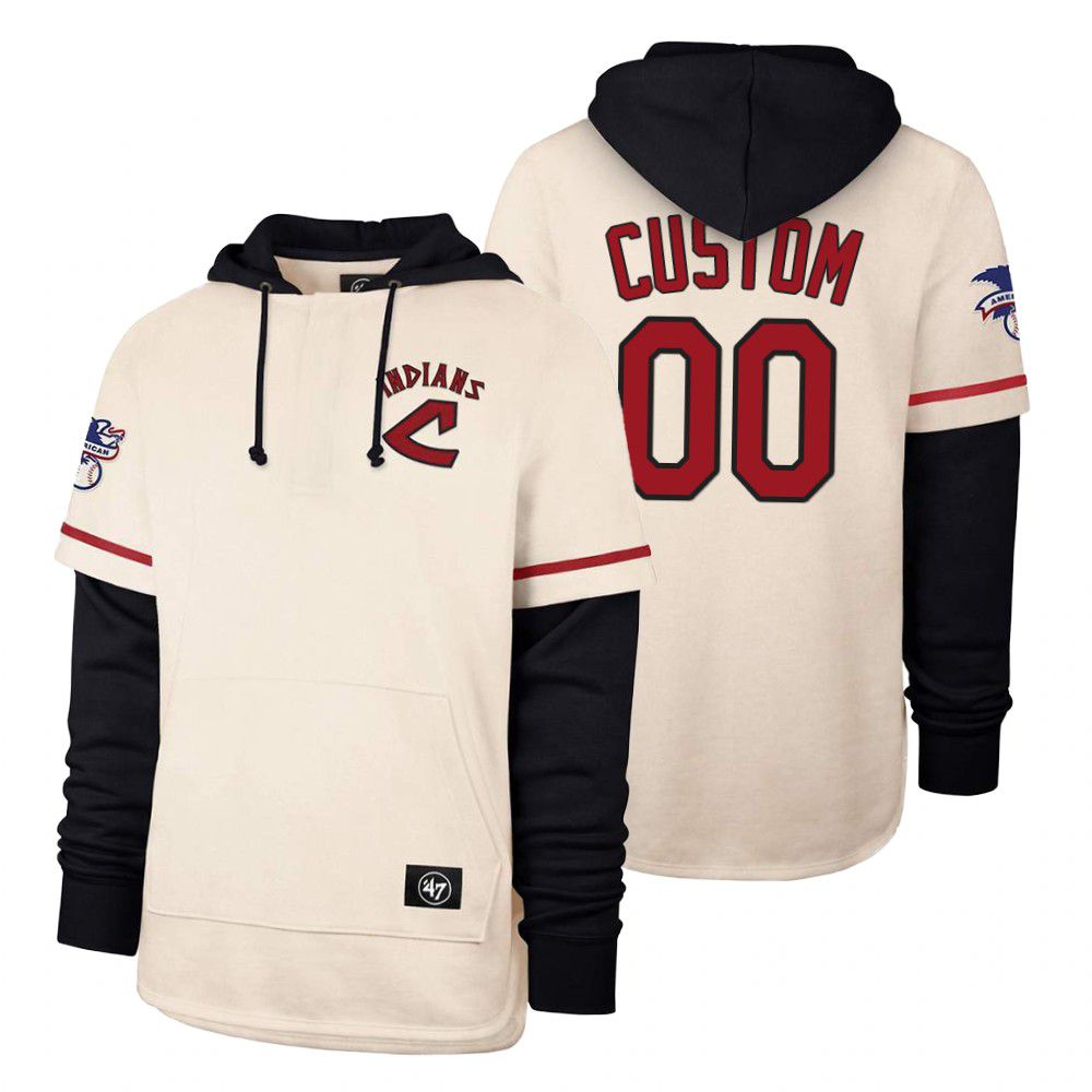 Men Cleveland Indians #00 Custom Cream 2021 Pullover Hoodie MLB Jersey->boston red sox->MLB Jersey